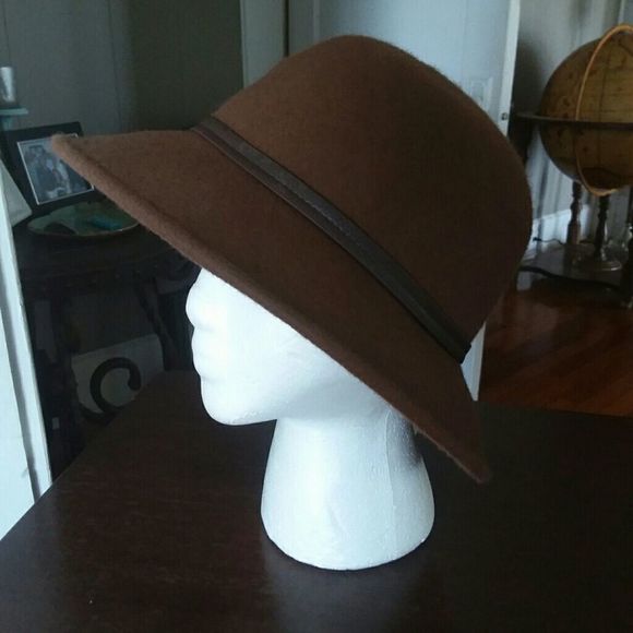 Nine West Wool Fedora Bucket Hat, NWT, Brown - Picture 3 of 8